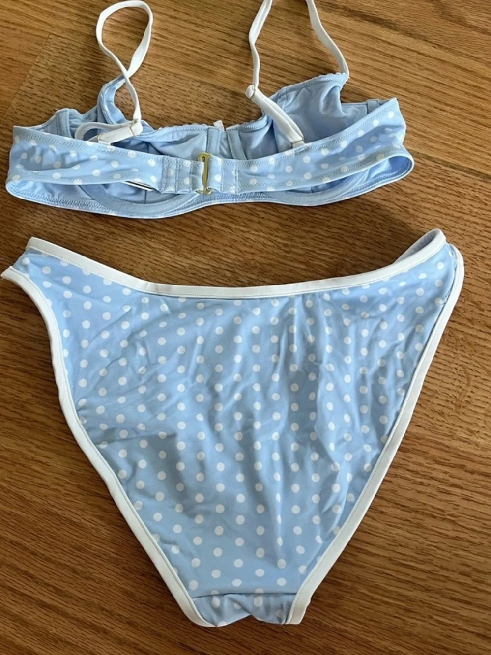 Frankie’s bikinis blue polka dot set